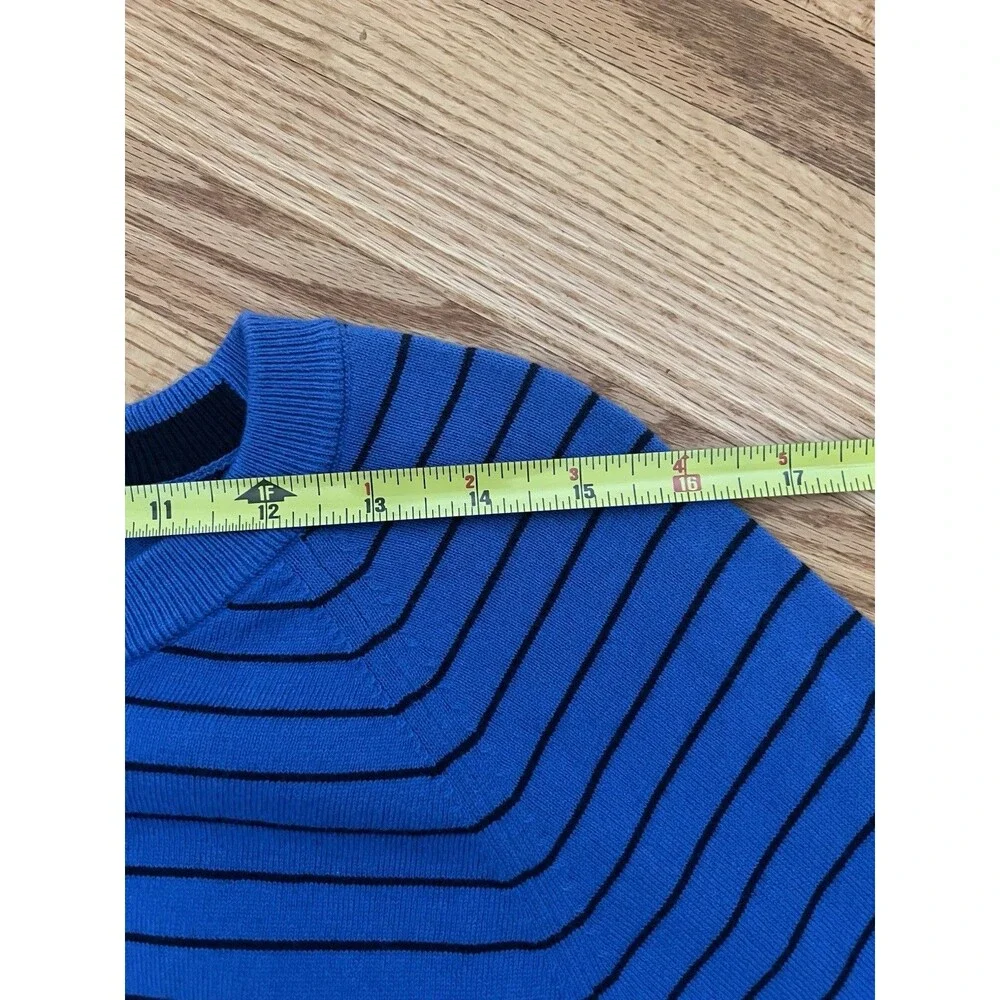 Banana Republic Sweater Large Striped Pima Cotton Cashmere Crewneck Royal Blue